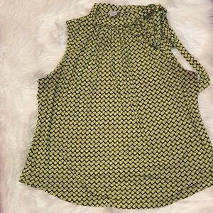 Liz Claiborne Women's Green Patterned Sleeveless Top